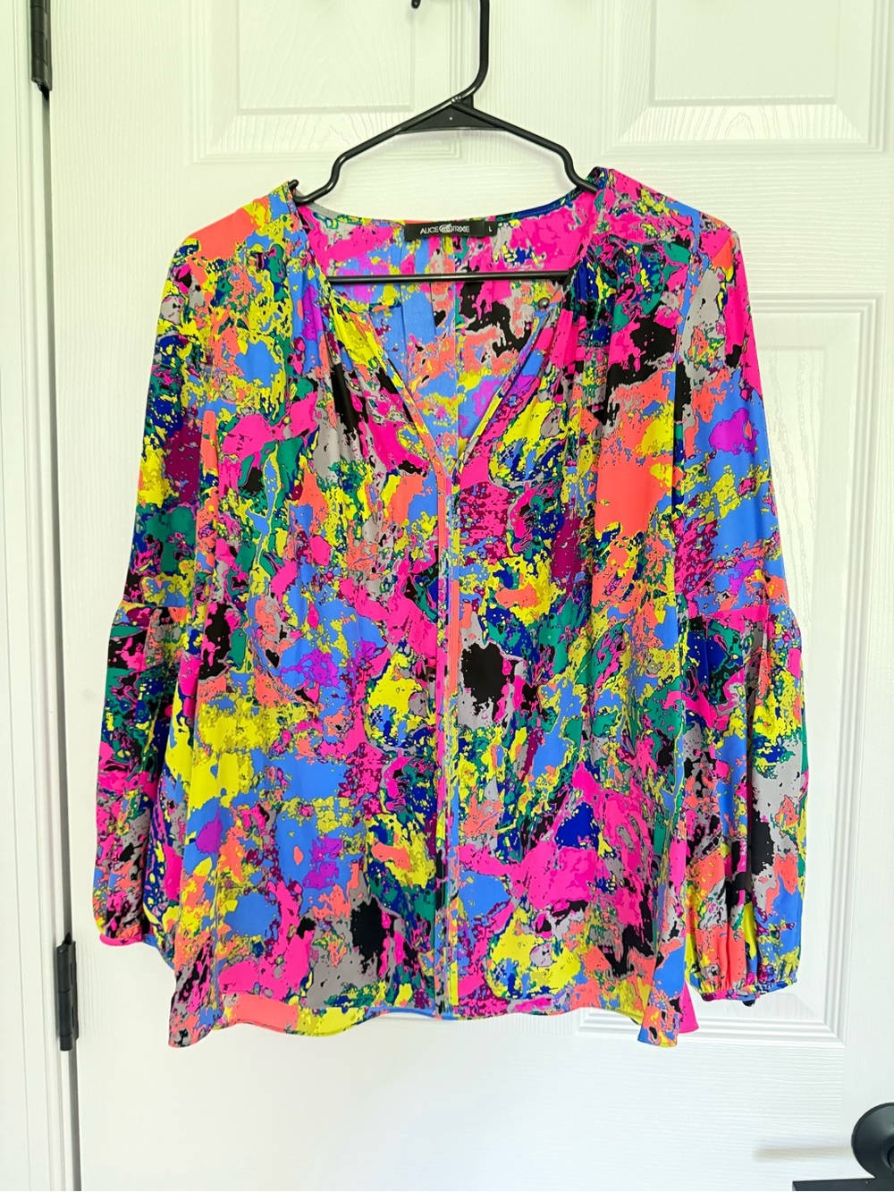 Alice & Trixie Neon Abstract Blouse - Pink, Yellow, Blue